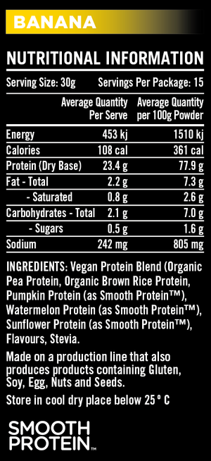 Rapid Vegan Plant Protein 450g Banana ingredients